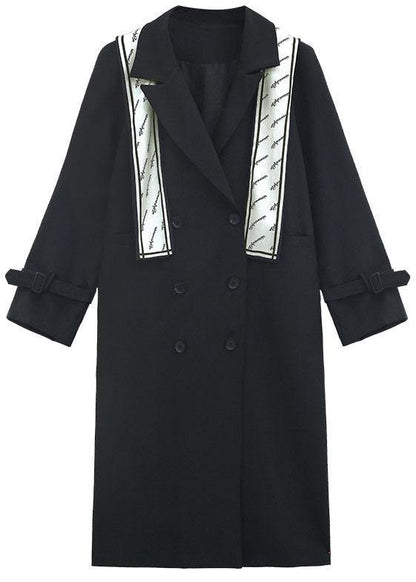 Organic Black Peter Pan Collar Button Pockets Fall Top Long Sleeve
