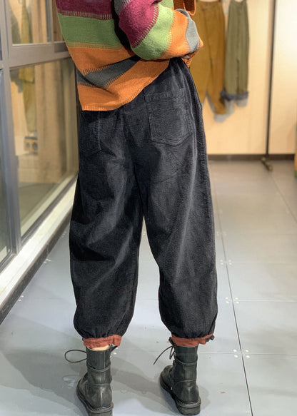 Organic Black Retro Corduroy Lantern Fall Pants