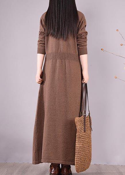 Organic Chocolate Clothes V Neck Asymmetric Dresses Spring Dresses