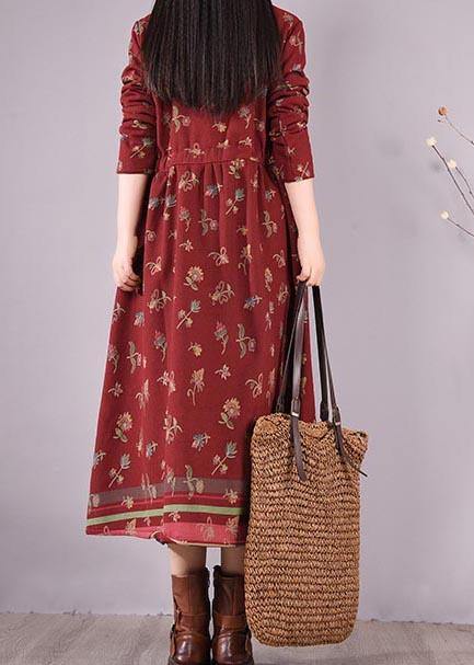 Organic Drawstring Spring Quilting Clothes Shirts Purple Print Robes Dress
