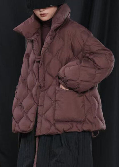 Organic Grey Button Winter Duck Down Coat