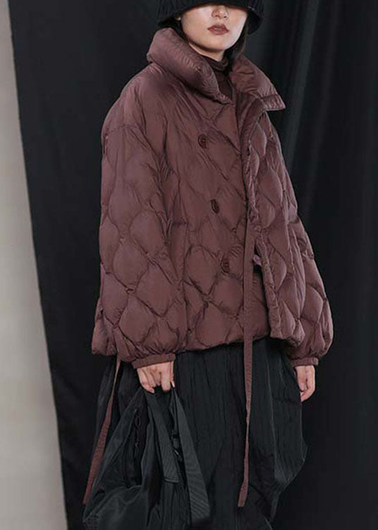 Organic Grey Button Winter Duck Down Coat