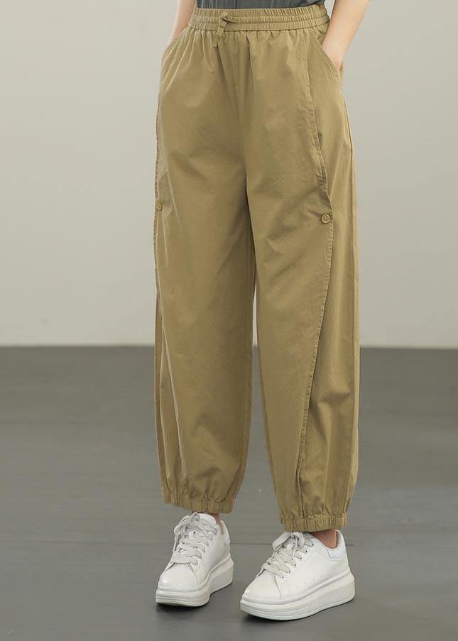 Organic Khaki High Waist Cargo Pants Trousers Summer