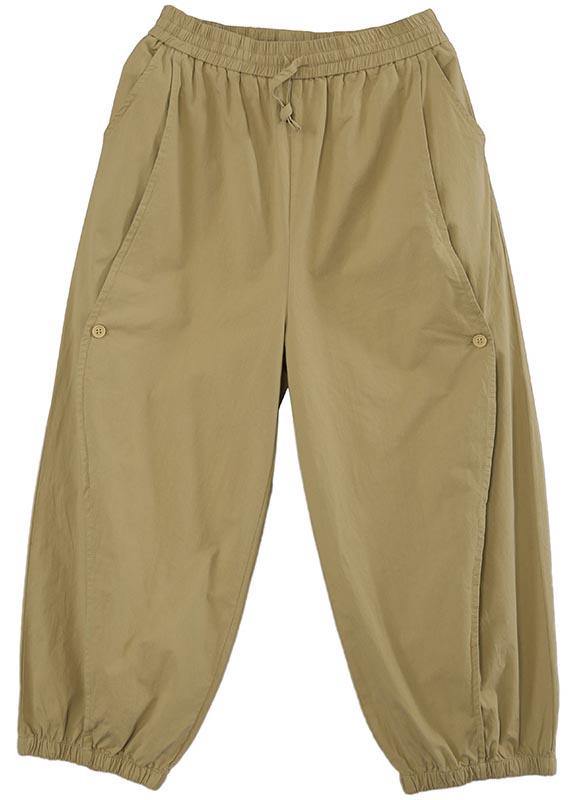 Organic Khaki High Waist Cargo Pants Trousers Summer