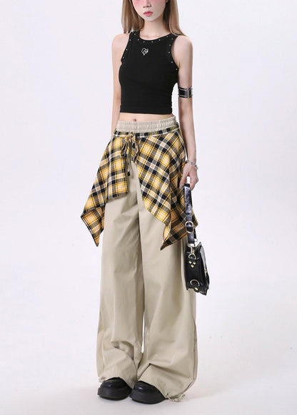 Organic Khaki Oversized Cotton Pants Trousers Spring