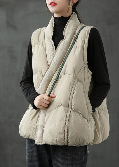 Organic Khaki Pockets Loose Winter Puffer Vest