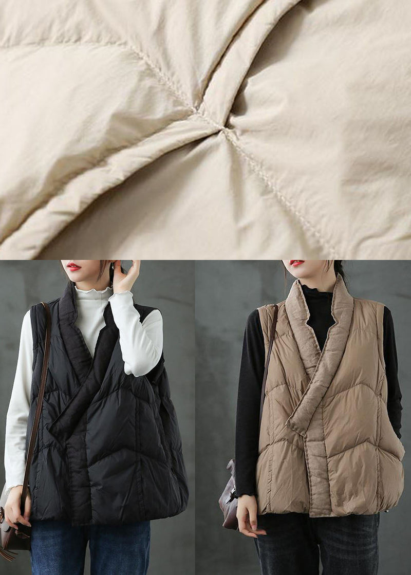 Organic Khaki Pockets Loose Winter Puffer Vest