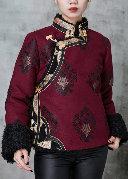 Organic Mulberry Jacquard Warm Fleece Chinese Style Coat Spring