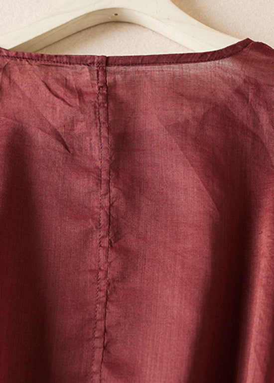 Organic Mulberry O Neck Decorated Linen T Shirt Summer