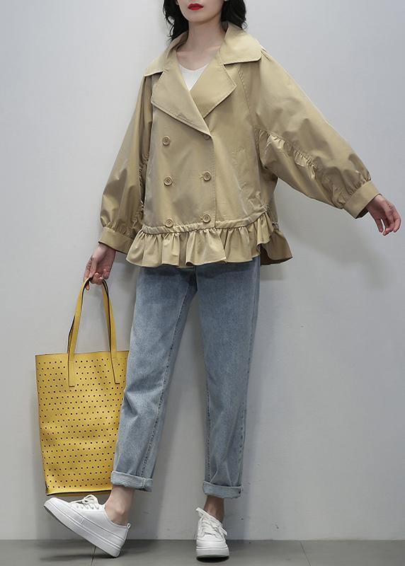 Organic Notched Double Breast Crane Coats White Oversized Outwear