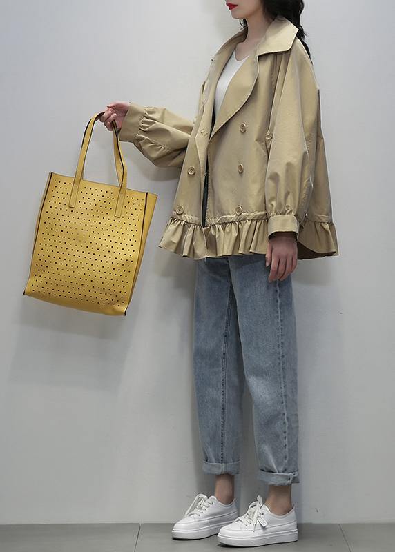 Organic Notched Double Breast Crane Coats White Oversized Outwear