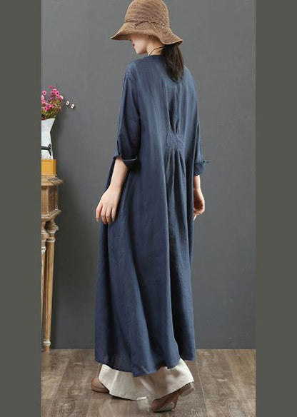 Organic O Neck Patchwork Spring Outfit Wardrobes Navy Maxi Dresses