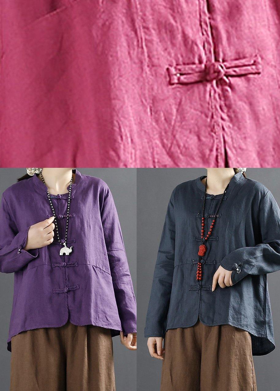 Organic Orange Chinese Button Silhouette Blouses