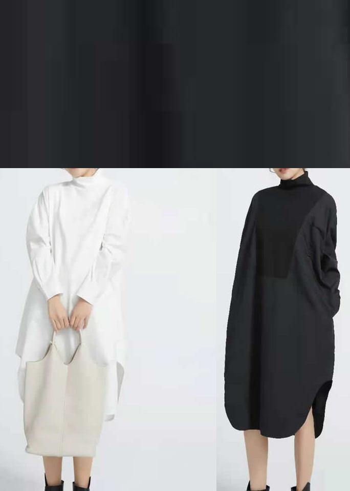 Organic Patchwork Cotton Asymmetrical Hem Black Maxi Dresses