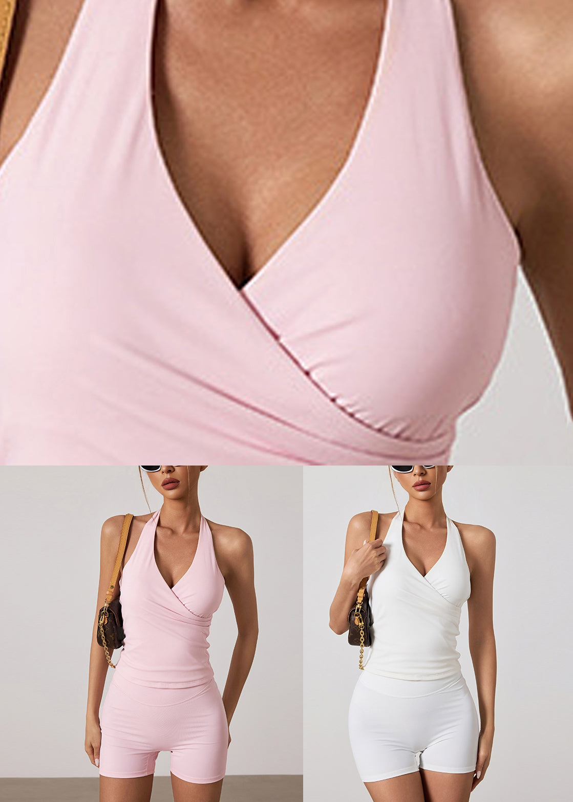 Organic Pink Asymmetrical Patchwork Sports Bra and Leggings Set Suit