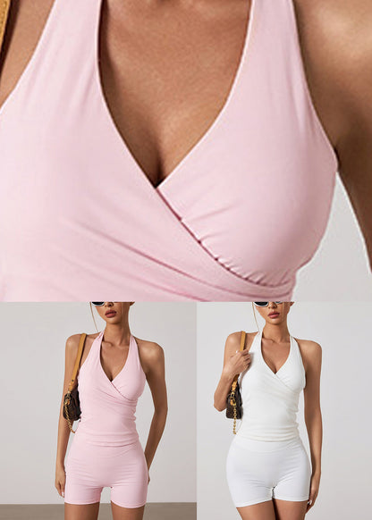Organic Pink Asymmetrical Patchwork Sports Bra and Leggings Set Suit