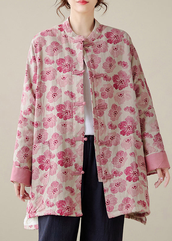 Organic Black Texture Oversized Print Fine Cotton Filled Coat Outwear Winter