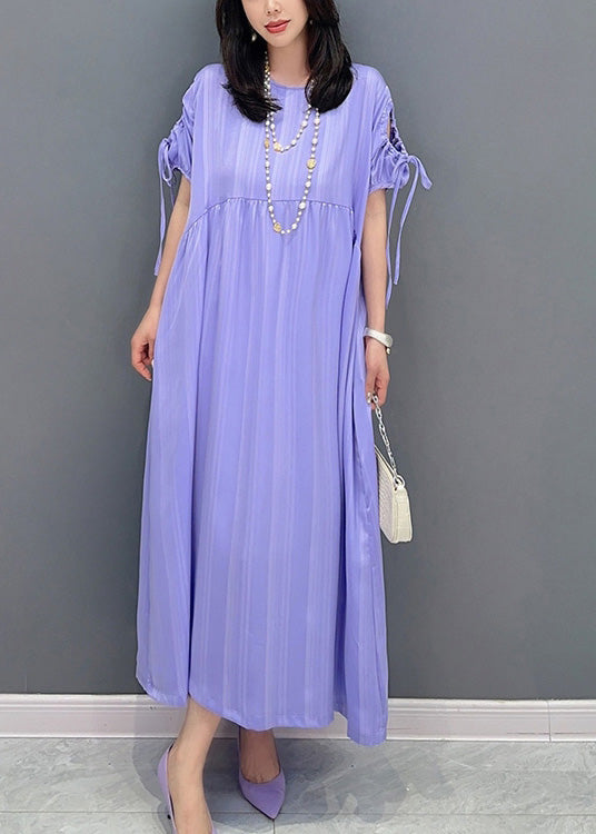 Organic Purple O-neck Patchwork Party Maxi Dress Summer