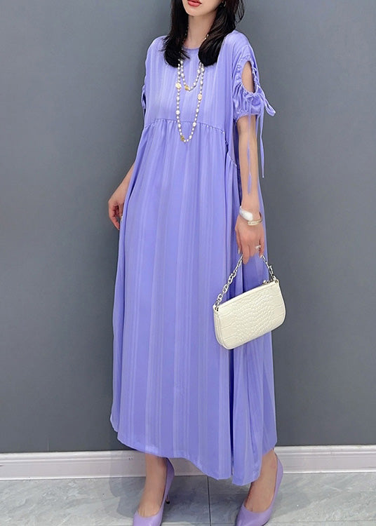 Organic Purple O-neck Patchwork Party Maxi Dress Summer