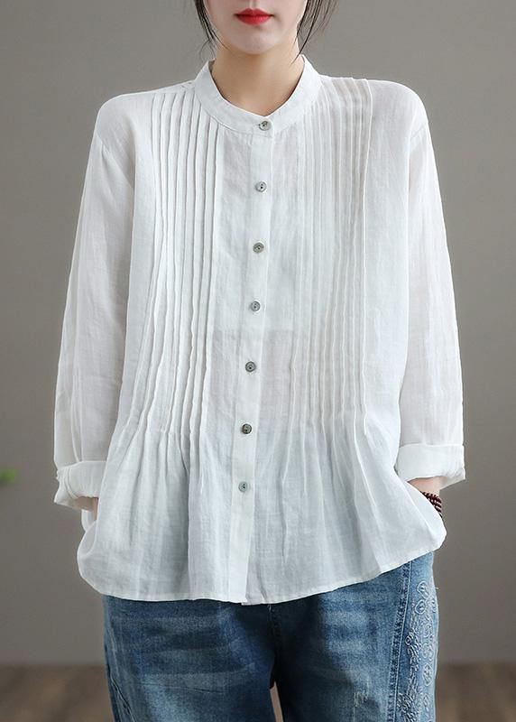 Organic White-bird Linen Shirt Tunics Ramie Blouse