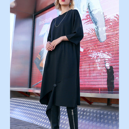 Organic Three Quarter Sleeve Cotton Tunic Top Fine Catwalk Black Tunic Dresses