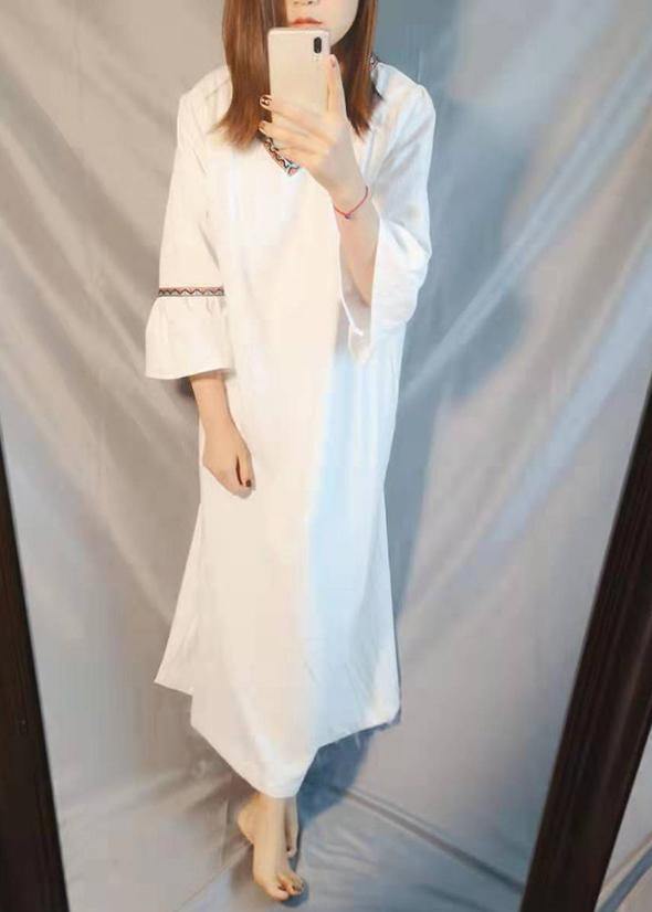 Organic White Embroidery Summer Dresses Gown