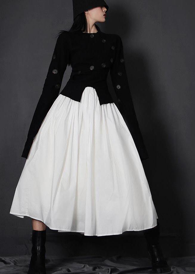 Organic White Feathers High Waist Cinched Patchwork Summer Cotton Skirts