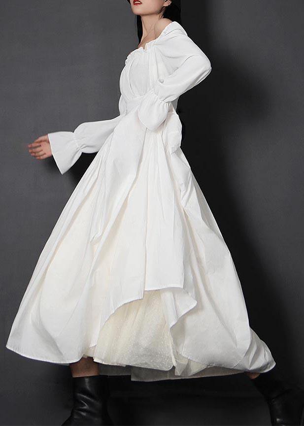 Organic White Feathers High Waist Cinched Patchwork Summer Cotton Skirts