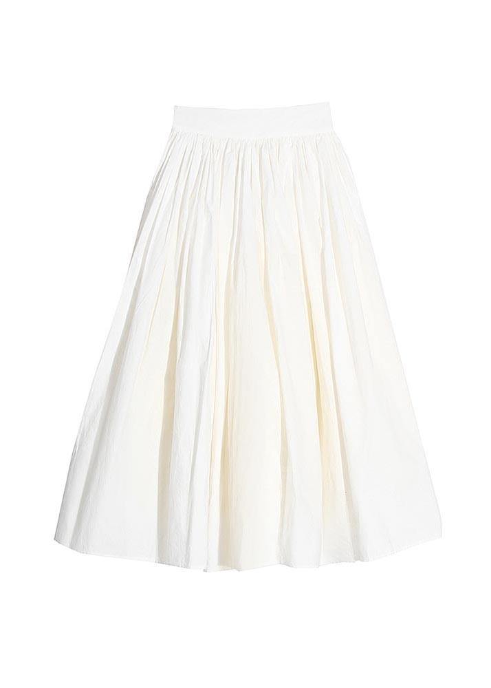 Organic White Feathers High Waist Cinched Patchwork Summer Cotton Skirts