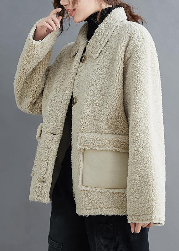Organic Beige Coats Quality Outwear Work Outfits Lapel Pockets Outwears