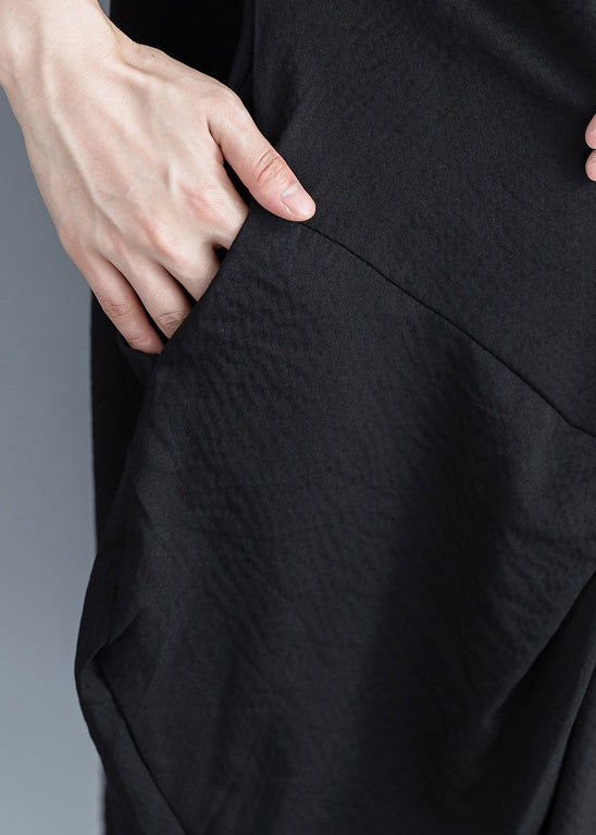 Organic Black Cotton Clothes Stylish Work Patchwork Knee Summer Dresses