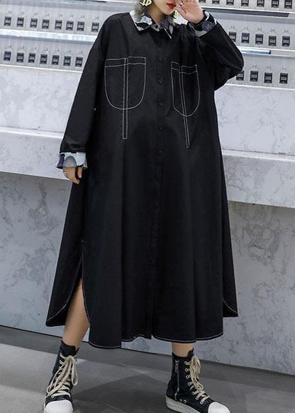 Organic Black Coats Blouses Fabrics Side Open Fall Coats