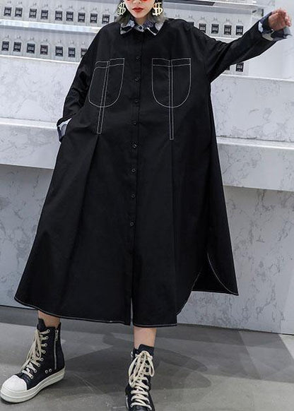 Organic Black Coats Blouses Fabrics Side Open Fall Coats