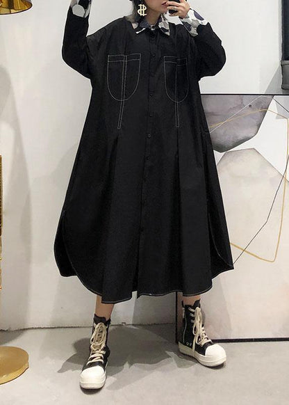 Organic Black Coats Blouses Fabrics Side Open Fall Coats