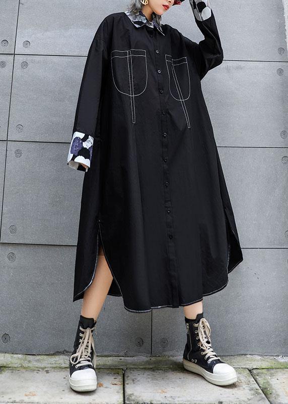 Organic Black Coats Blouses Fabrics Side Open Fall Coats