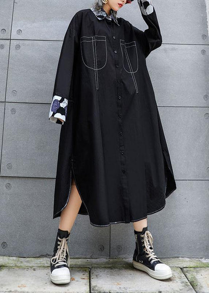 Organic Black Coats Blouses Fabrics Side Open Fall Coats