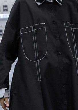 Organic Black Coats Blouses Fabrics Side Open Fall Coats