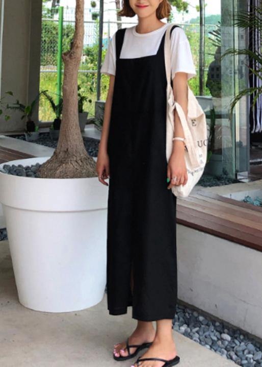 Organic Black Cotton Wardrobes Spaghetti Strap Clothing Dress