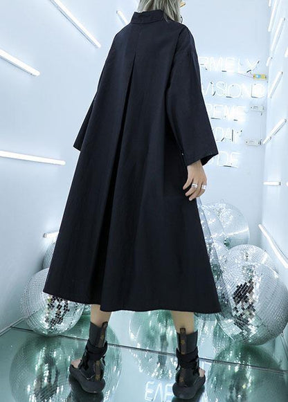 Organic Black Cotton Clothes High Waist Art Patchwork Dress