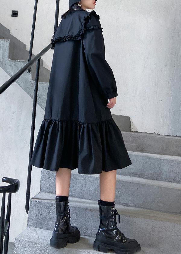 Organic Black Cotton Clothes Shirt Art Ruffles Dress