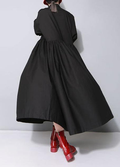 Organic Black Cotton Dresses Peter Pan Collar Cotton Bow Dress