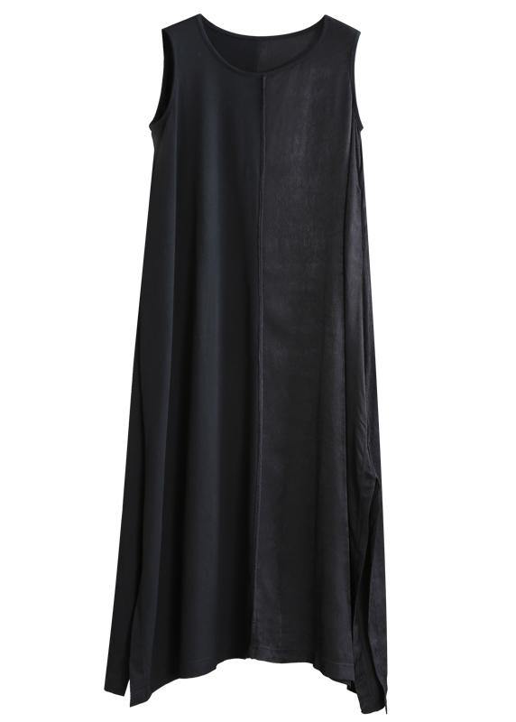 Organic Black Dresses O Neck Sleeveless Robes Summer Dress