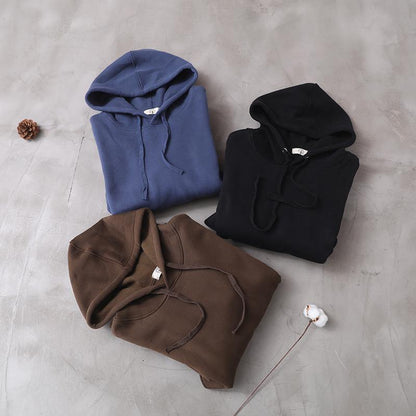 Organic Blue False Pockets Cotton Wardrobes Winter Long Hooded Dress