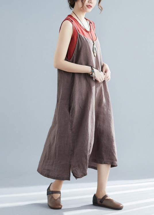 Organic Chocolate Cotton Tunics Sleeveless Cotton Summer Dresses