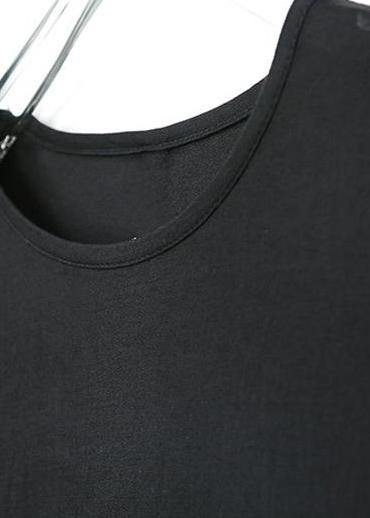 Organic Clothes Irregular Striped Round Neck Half Sleeve Dress