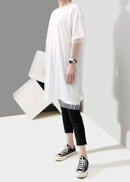 Organic Clothes Korea Summer Short Sleeve Patchwork Tulle Dress