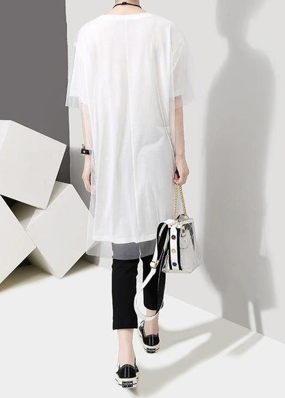 Organic Clothes Korea Summer Short Sleeve Patchwork Tulle Dress