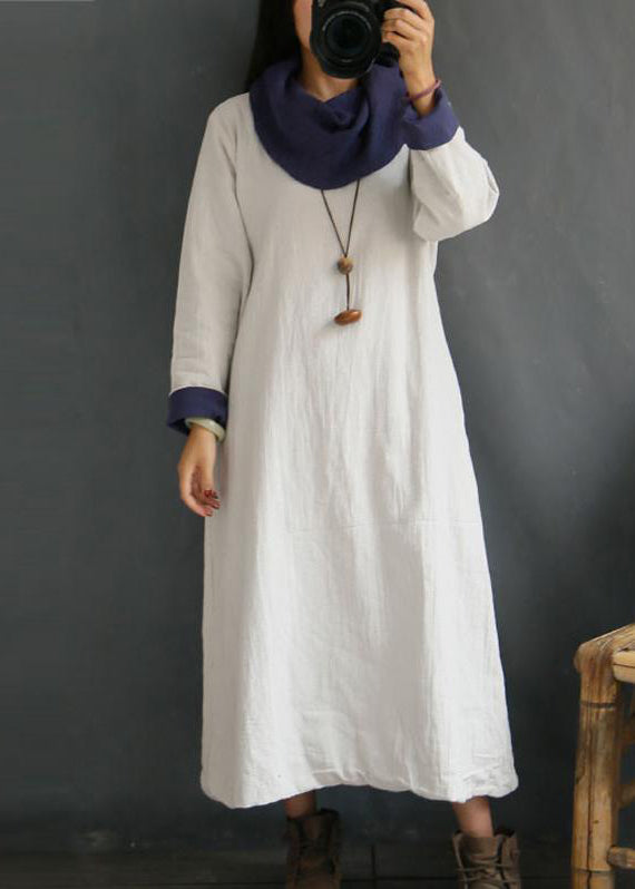 Organic Cotton Clothes Stitches Winter Sweet Cotton Turtleneck Pullover Loose Dress