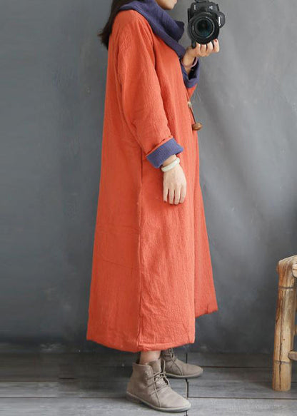 Organic Cotton Clothes Stitches Winter Sweet Cotton Turtleneck Pullover Loose Dress