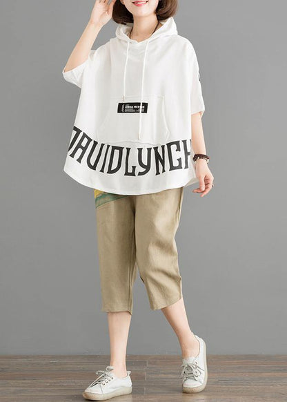 Organic Cotton Crane Tops Summer Hooded Half Sleeve Top